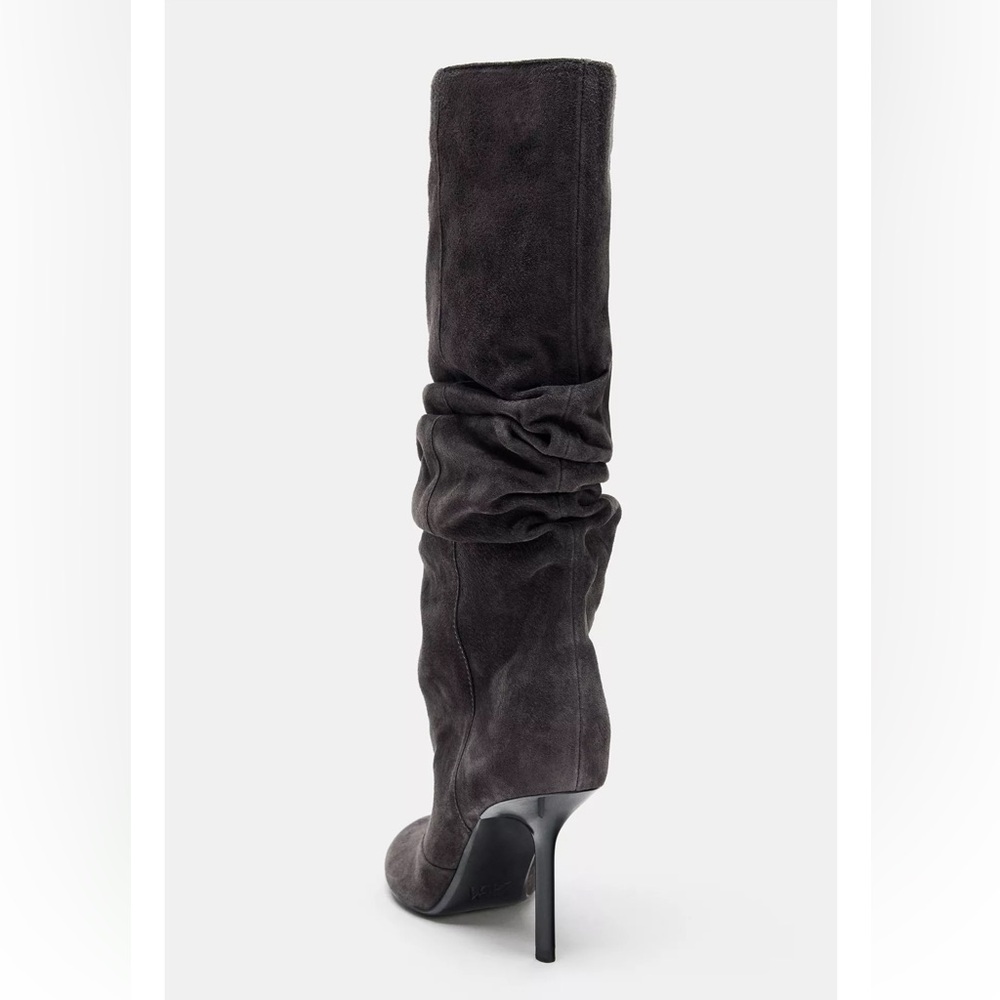 Zara GATHERED LEATHER BOOTS - Picture 6 of 7